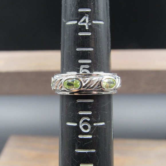 Size 5.25 Sterling Green Cubic Zirconia Ring - Picture 5 of 7